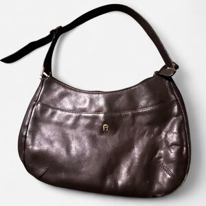 Aigner Brown Leather Shoulder Bag with Adjustable Leather Strap, VGUC